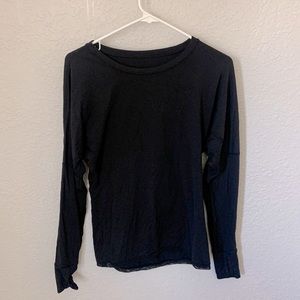 Black Lululemon long sleeve shirt with mesh trim details and thumb holes. Size 6